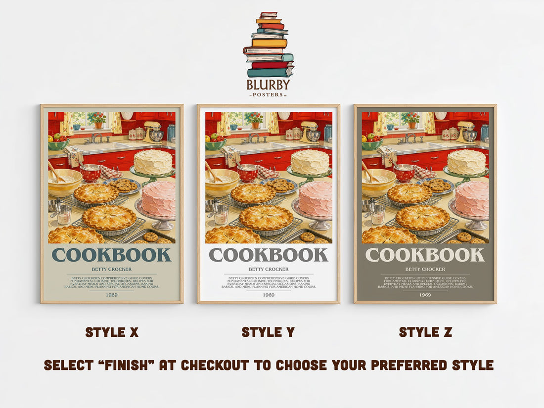 Cookbook bookish print in frame leaning in hallway – non fiction wall art (mockup)