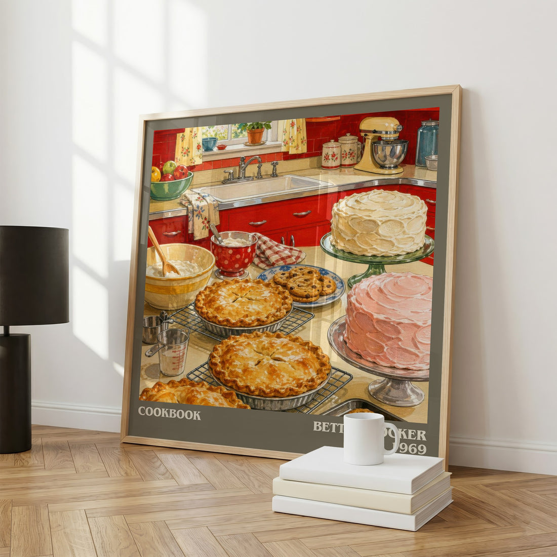 Cookbook literary print framed by window – literary home decor