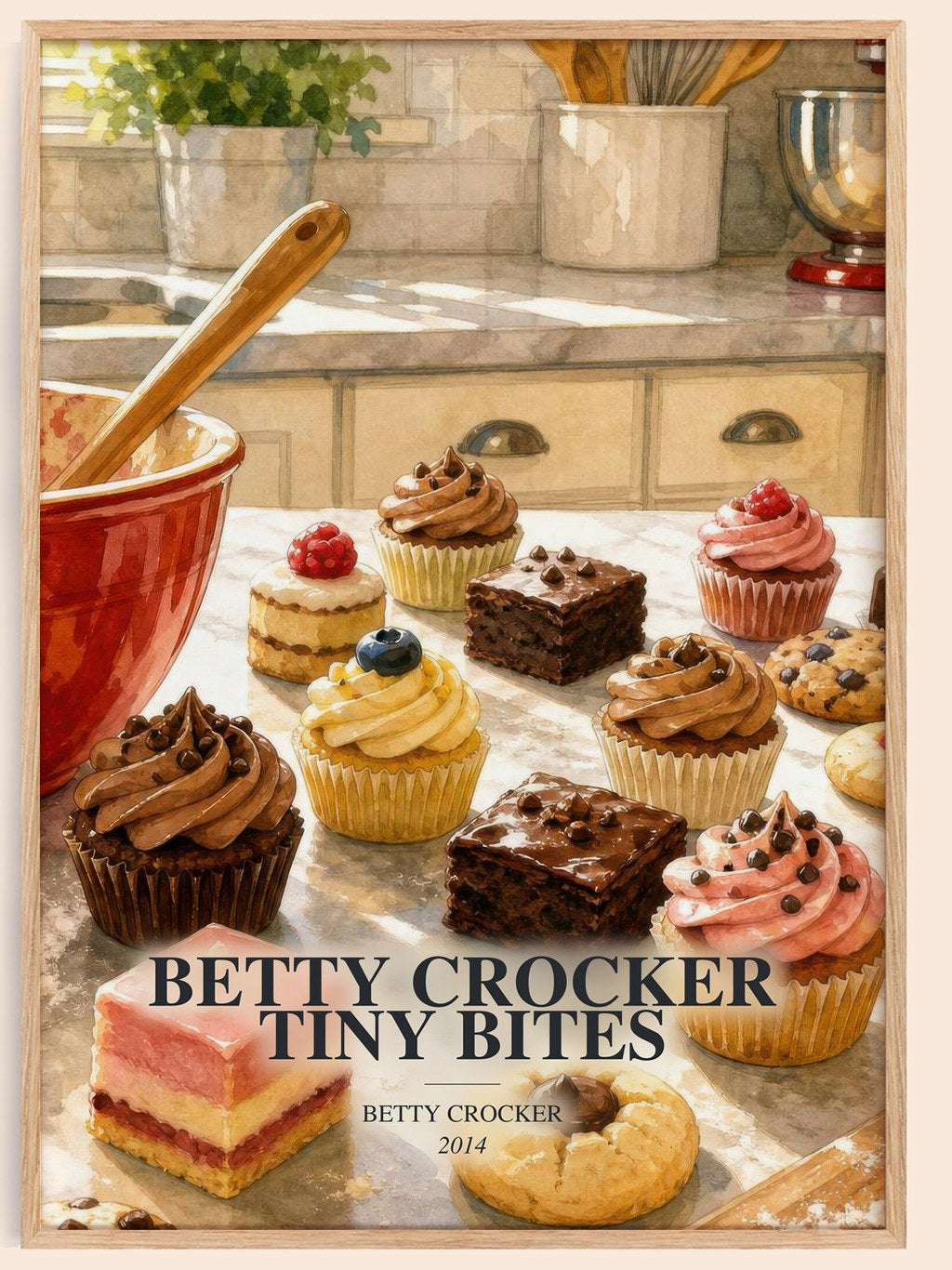 Betty Crocker tiny bites watercolour book poster by Betty Crocker – framed literary art print