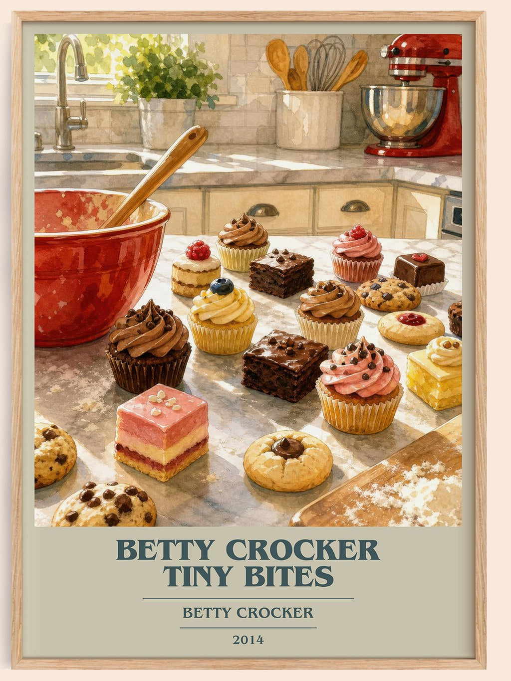 Betty Crocker tiny bites book cover book poster by Betty Crocker – framed literary art print