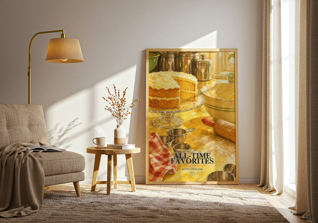All-time favorites watercolour print in frame leaning in hallway – non fiction wall art