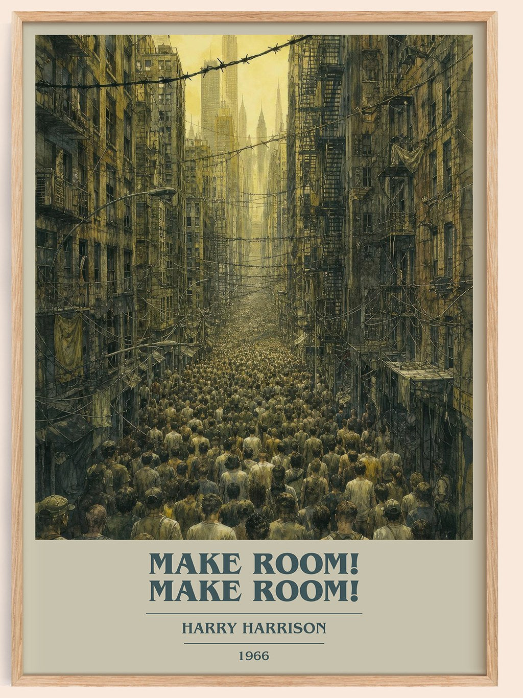 Make Room! Make Room! book cover book poster by Harry Harrison – framed literary art print
