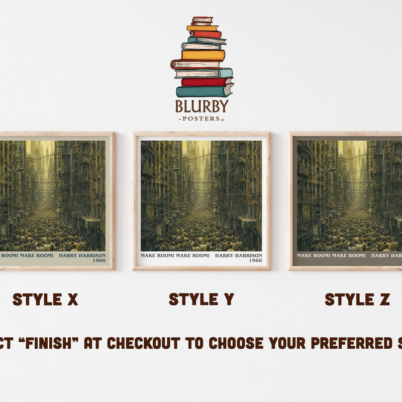 Make Room! Make Room! literary print in frame leaning in hallway – dystopian wall art