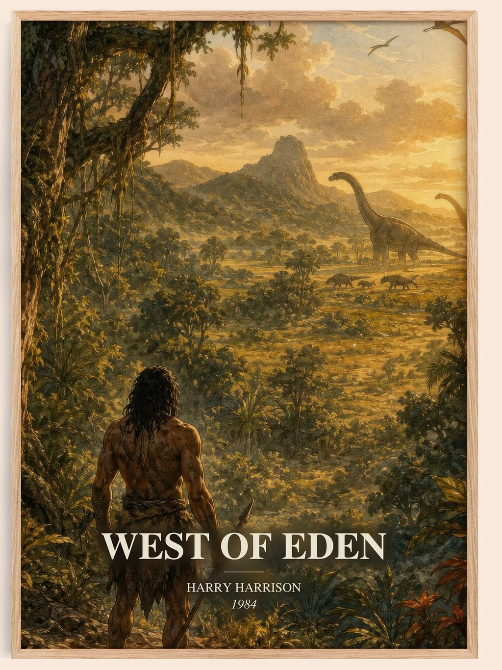 West of Eden watercolour book poster by Harry Harrison – framed literary art print