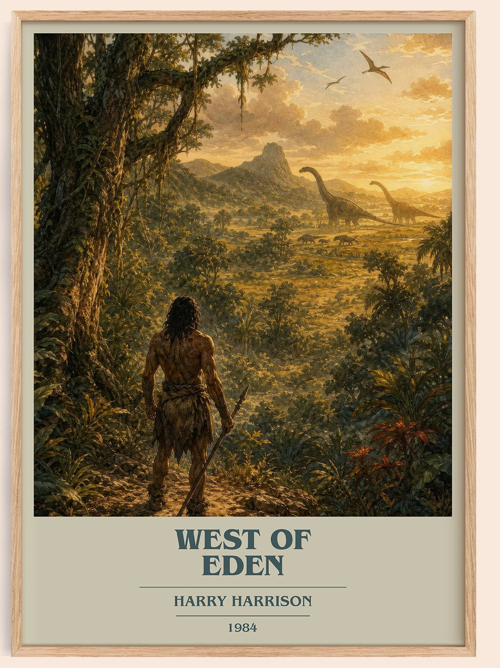 West of Eden book cover book poster by Harry Harrison – framed literary art print