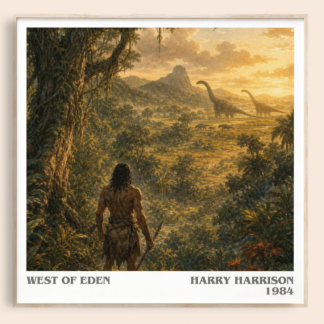 West of Eden literary book poster by Harry Harrison – framed literary art print