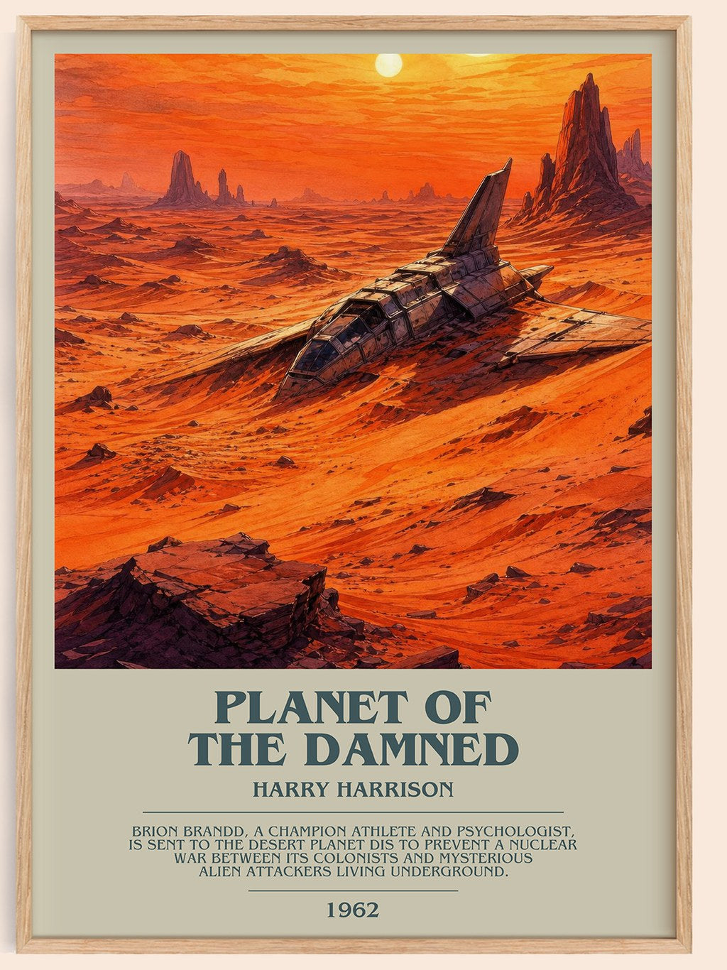 Planet of the Damned bookish book poster by Harry Harrison – framed literary art print