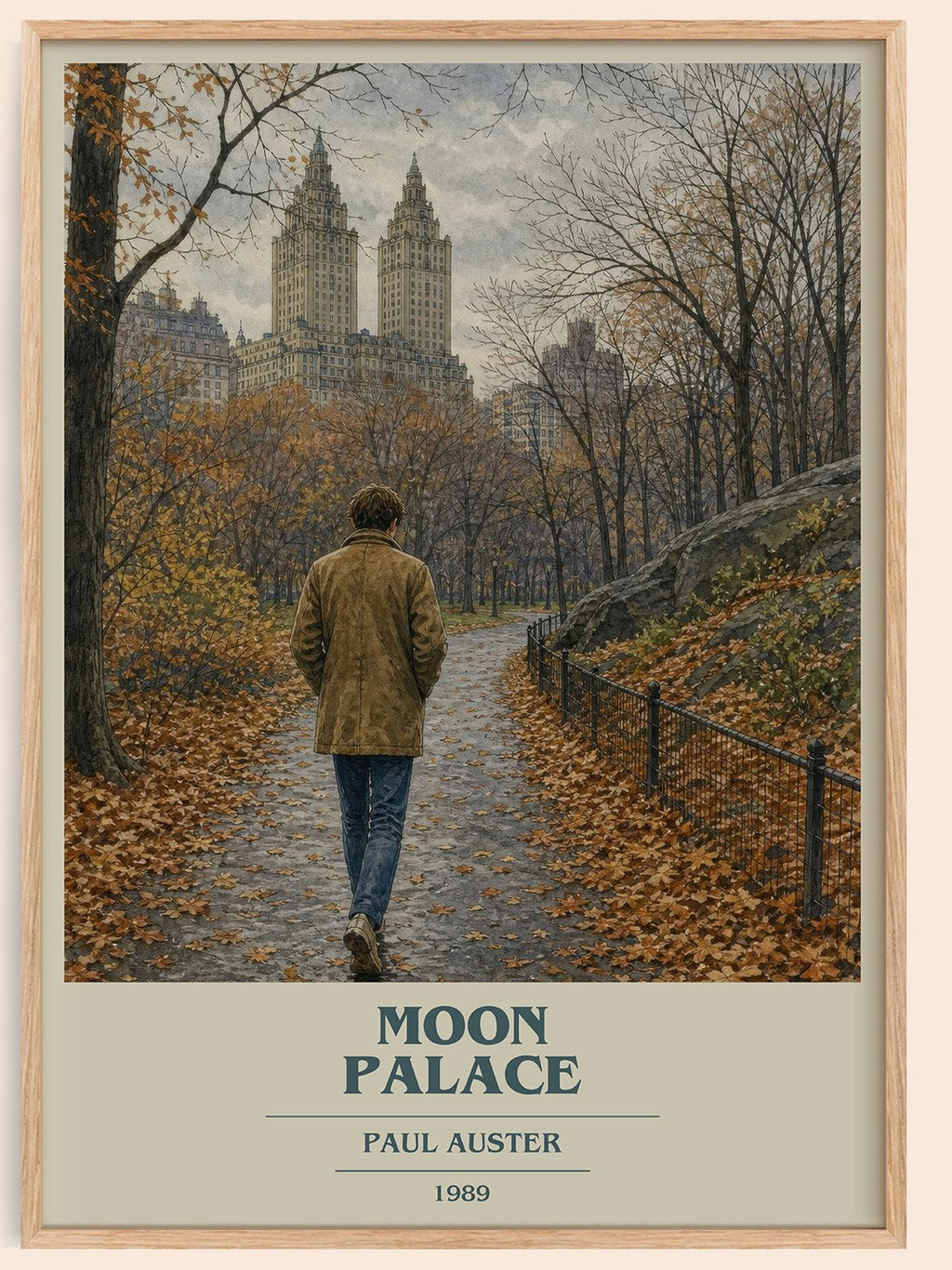 Moon Palace book cover book poster by Paul Auster – framed literary art print