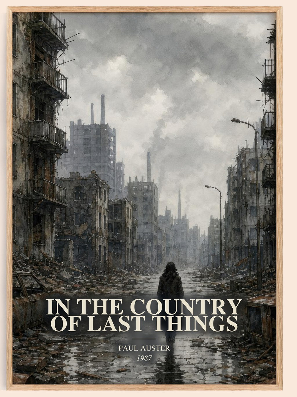 In the Country of Last Things watercolour book poster by Paul Auster – framed literary art print