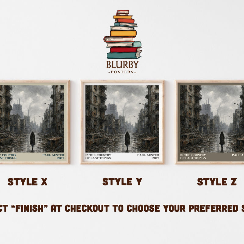 In the Country of Last Things literary print in frame leaning in hallway – dystopian wall art