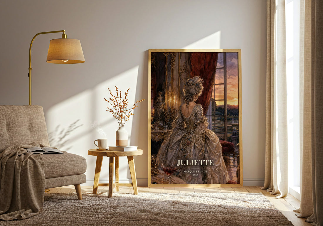 Juliette watercolour print in frame leaning in hallway – philosophy wall art