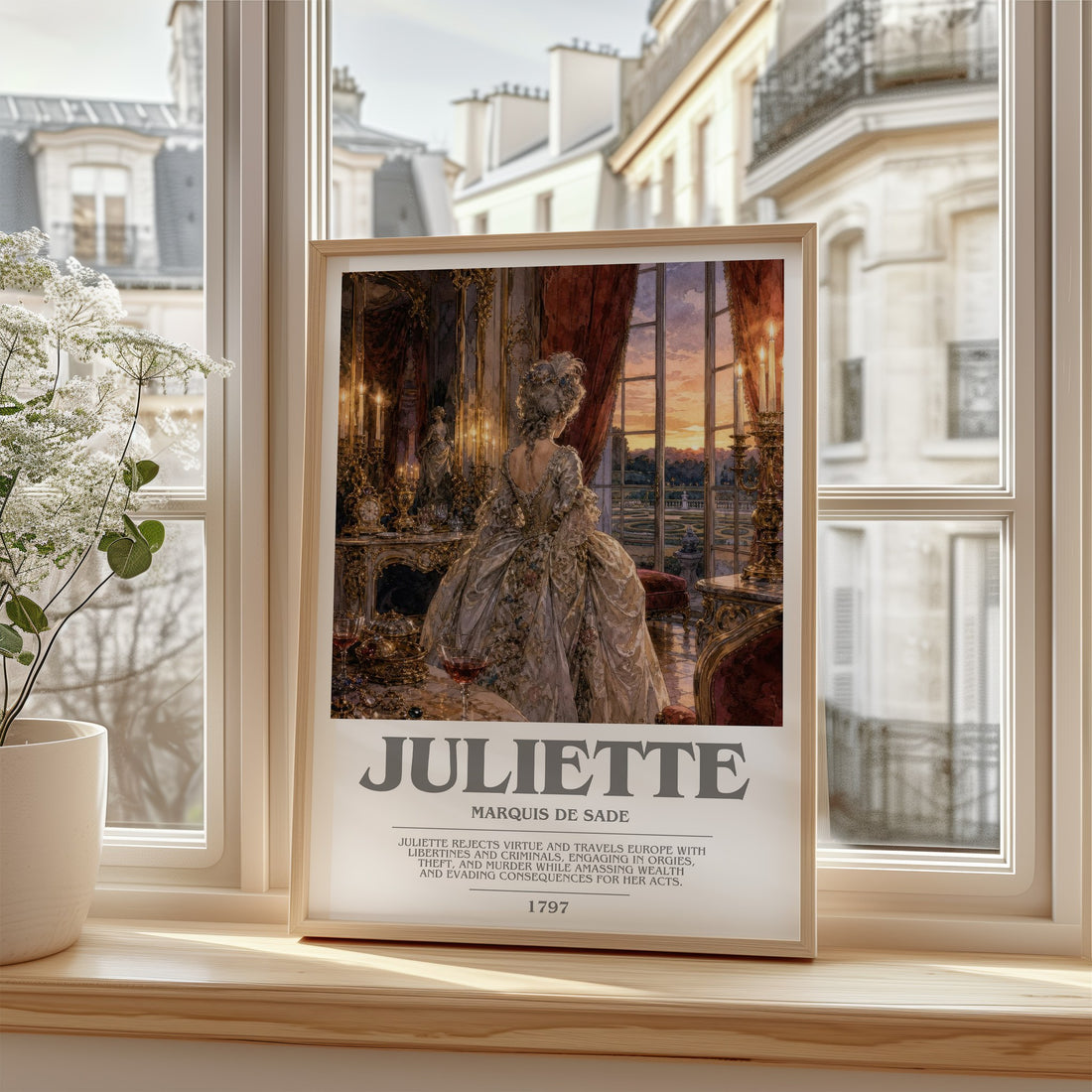 Juliette bookish poster colour and style options – Marquis de Sade book art