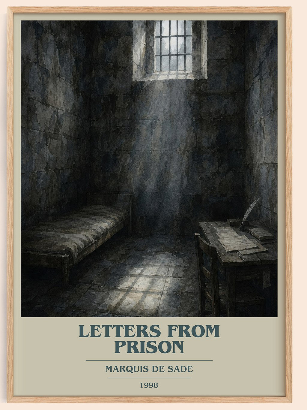 Letters from prison book cover book poster by Marquis de Sade – framed literary art print