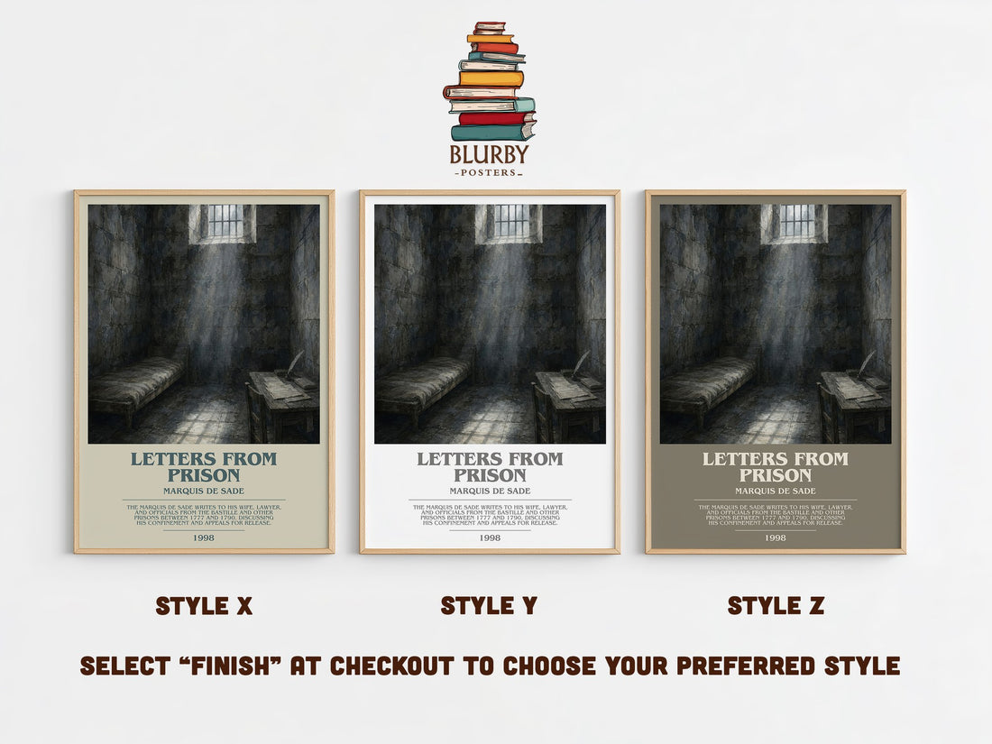 Letters from prison bookish print in frame leaning in hallway – philosophy wall art (mockup)