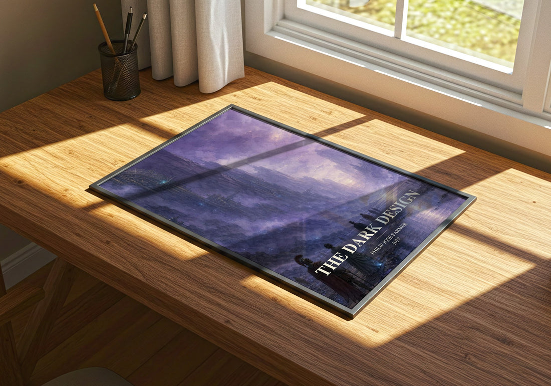 The dark design watercolour book poster framed on wall – sci fi wall art