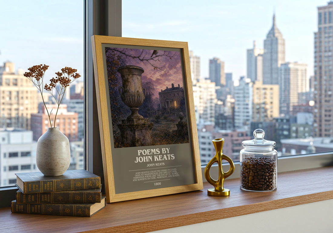 Poems by John Keats bookish print framed by window – literary home decor
