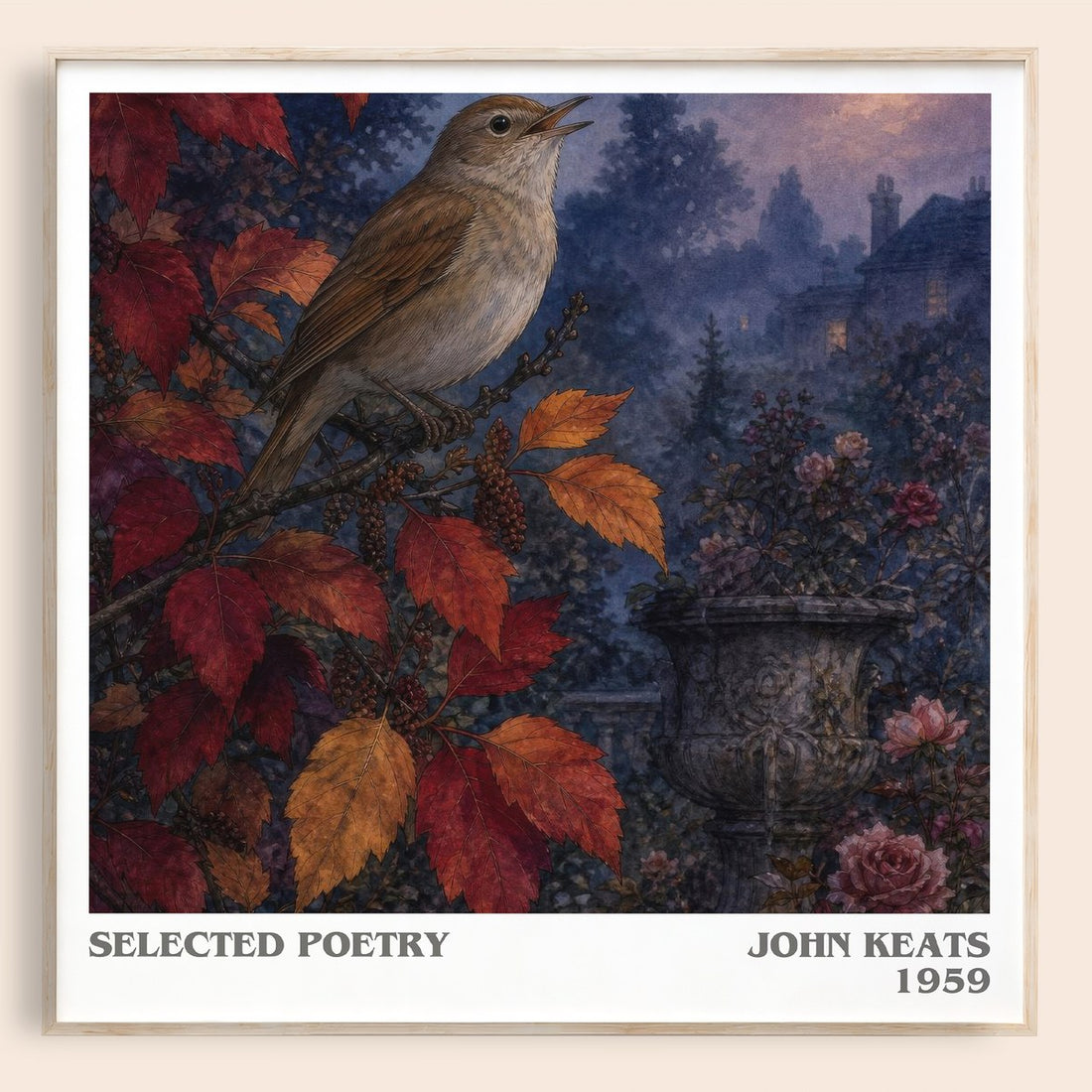 Selected poetry literary book poster by John Keats – framed literary art print