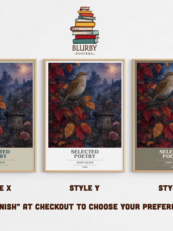 Selected poetry book cover print in frame leaning in hallway – poetry wall art