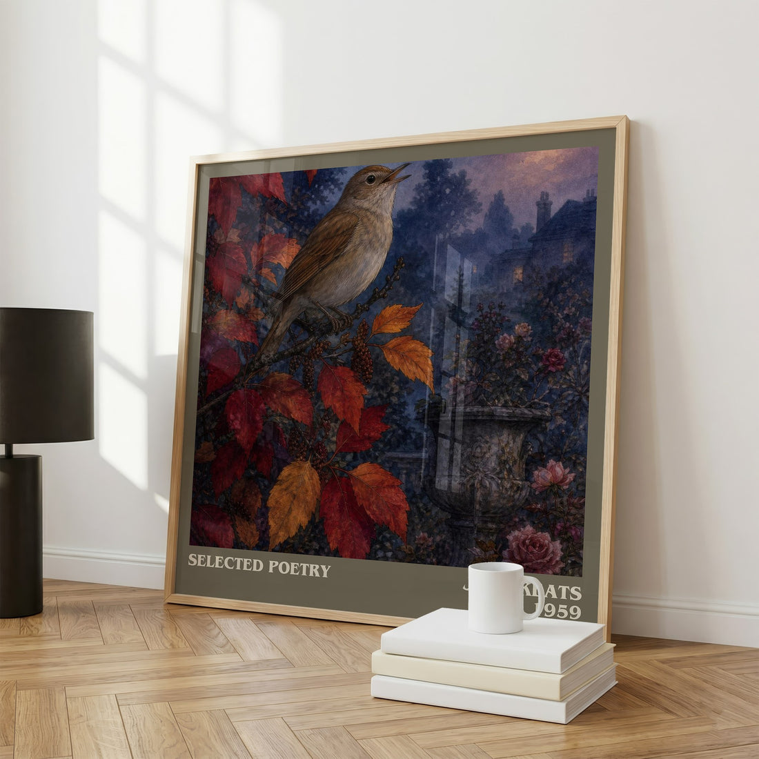 Selected poetry literary print framed by window – literary home decor