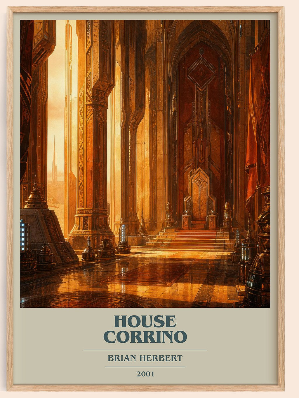 House Corrino book cover book poster by Brian Herbert – framed literary art print