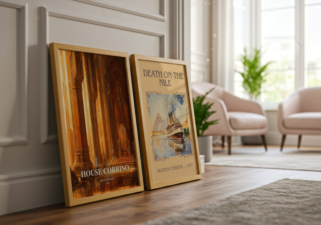 House Corrino watercolour print framed by window – literary home decor