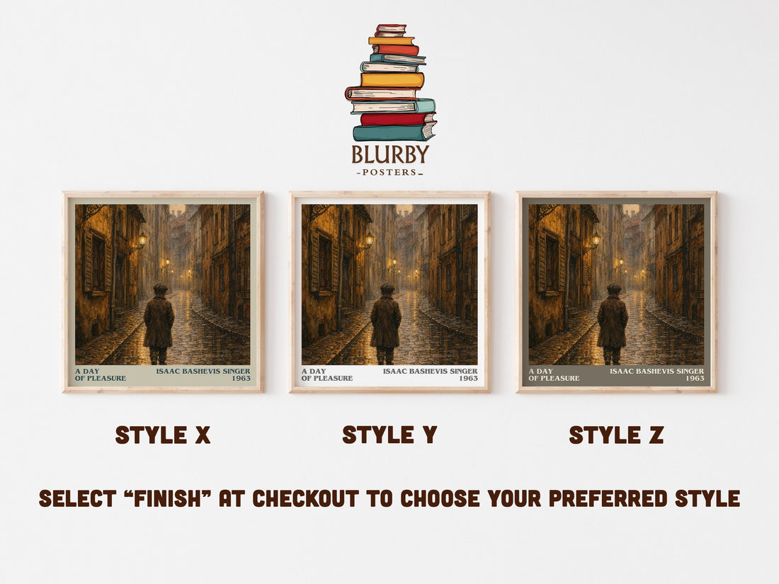 A day of pleasure literary print in frame leaning in hallway – memoir wall art (mockup)
