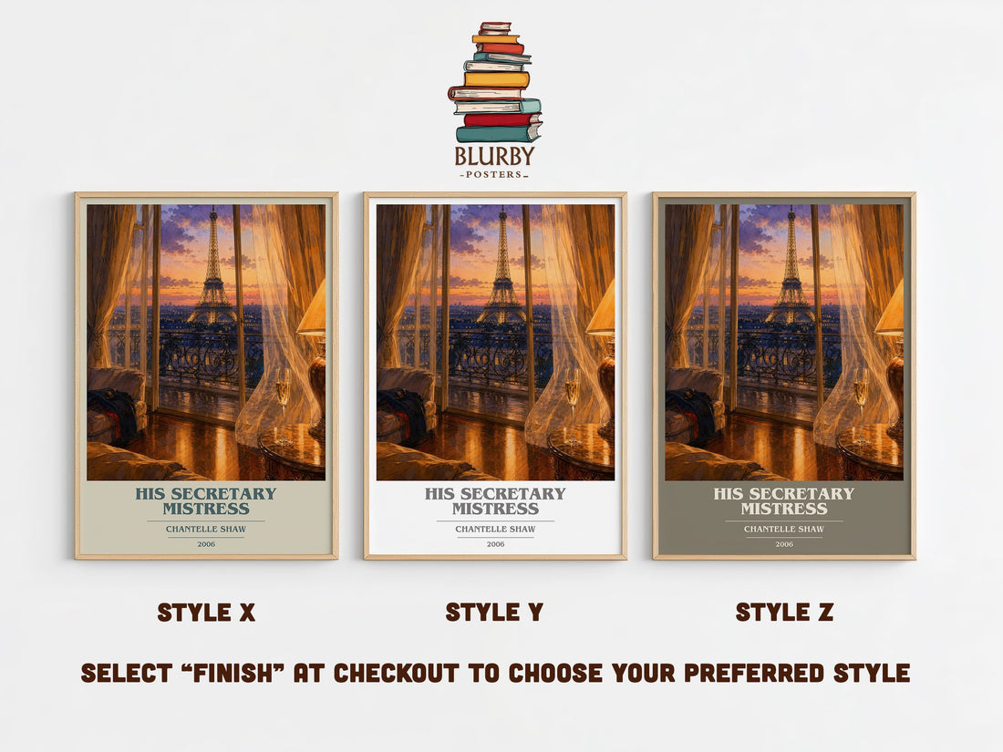 His Secretary Mistress book cover print in frame leaning in hallway – romance wall art (mockup)