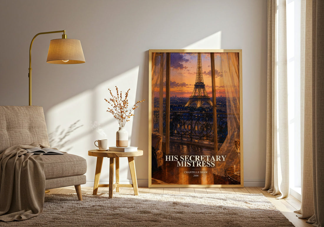 His Secretary Mistress watercolour print in frame leaning in hallway – romance wall art
