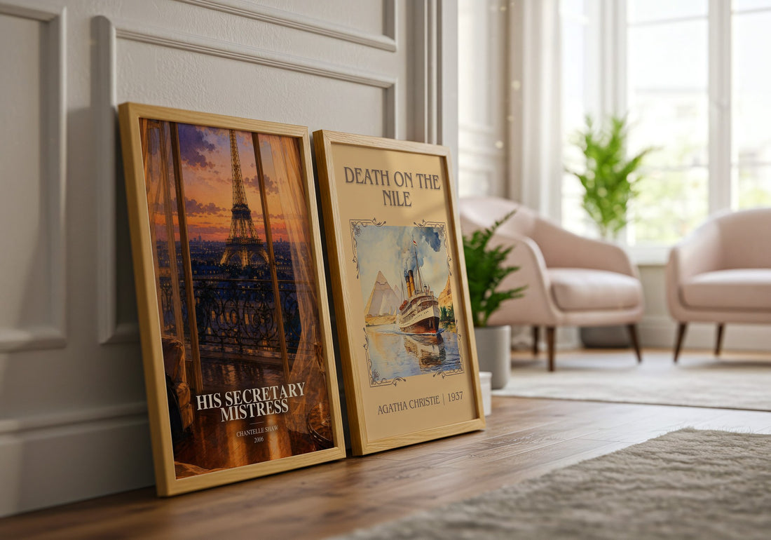 His Secretary Mistress watercolour print framed by window – literary home decor