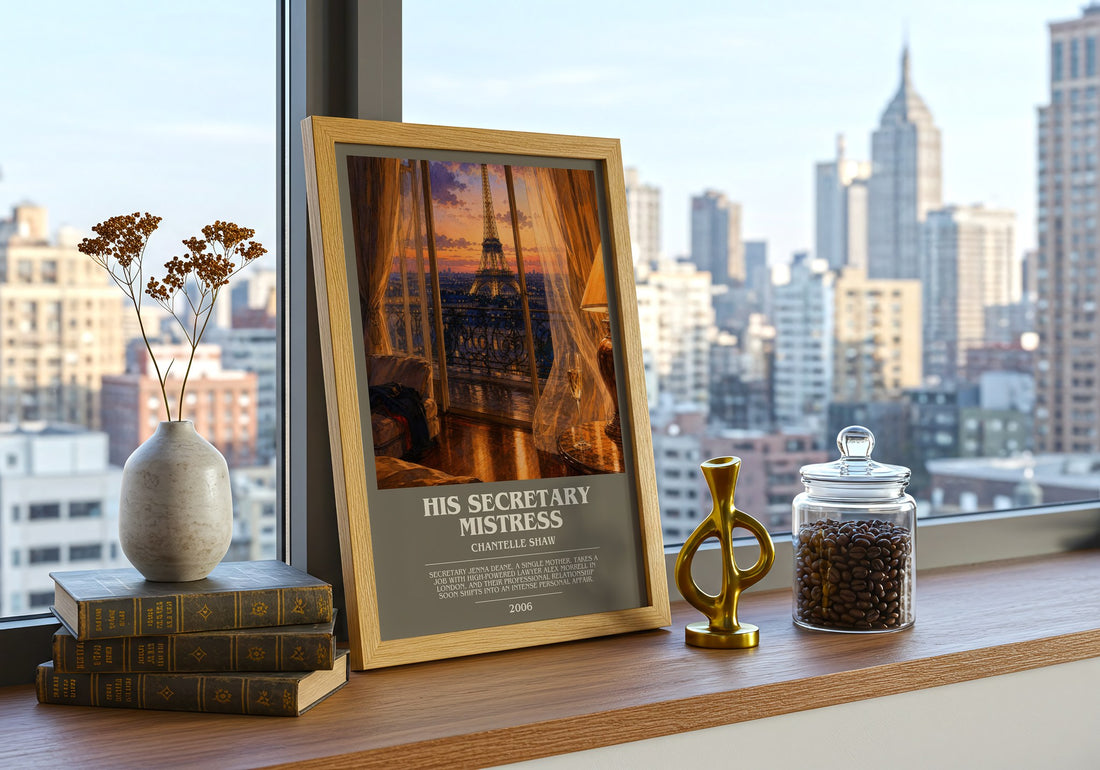 His Secretary Mistress bookish print framed by window – literary home decor
