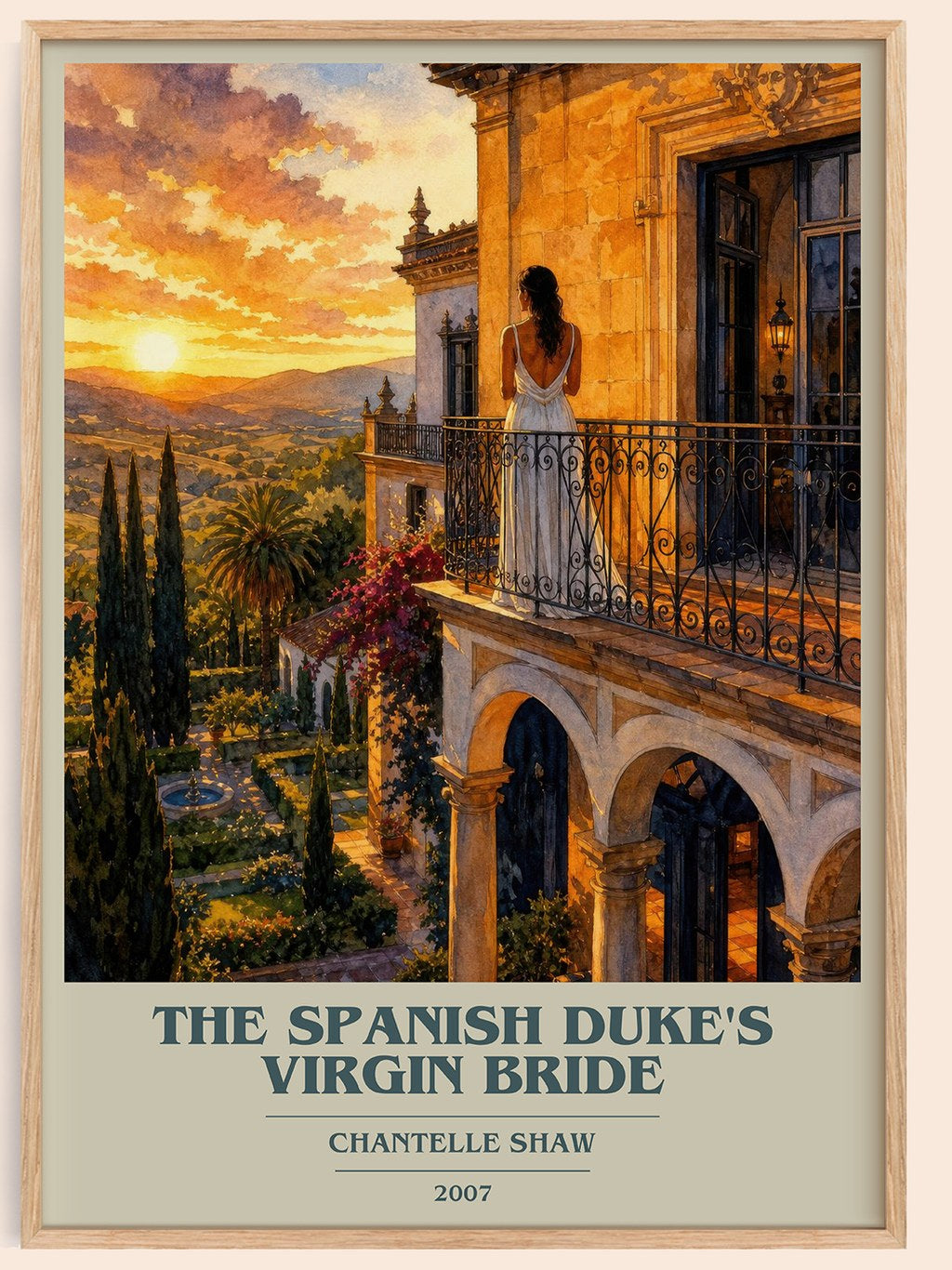 The Spanish Duke's Virgin Bride book cover book poster by Chantelle Shaw – framed literary art print