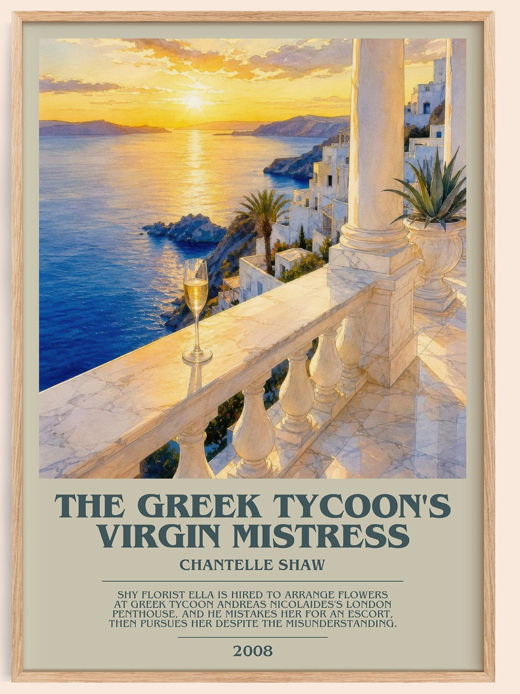 The Greek Tycoon's Virgin Mistress bookish book poster by Chantelle Shaw – framed literary art print