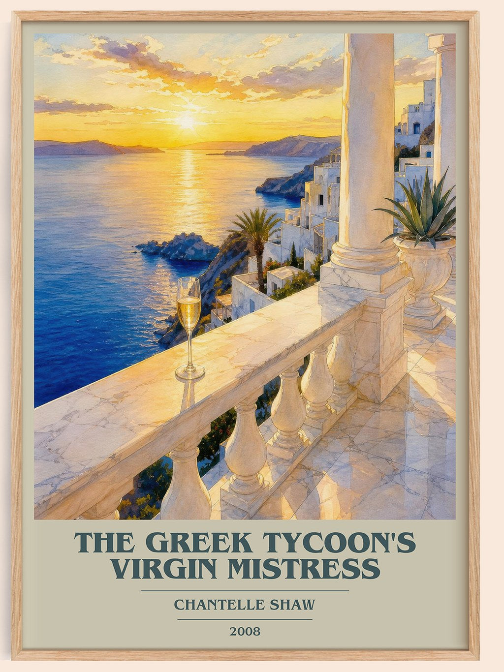 The Greek Tycoon's Virgin Mistress book cover book poster by Chantelle Shaw – framed literary art print