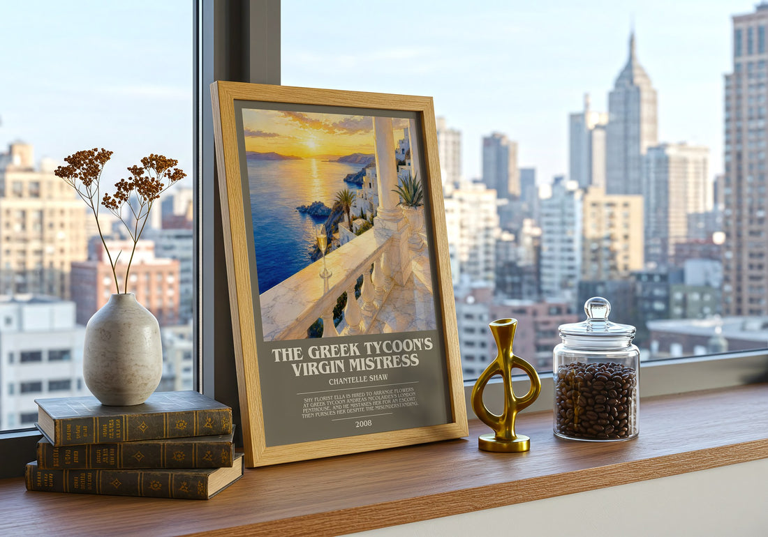 The Greek Tycoon's Virgin Mistress bookish print framed by window – literary home decor