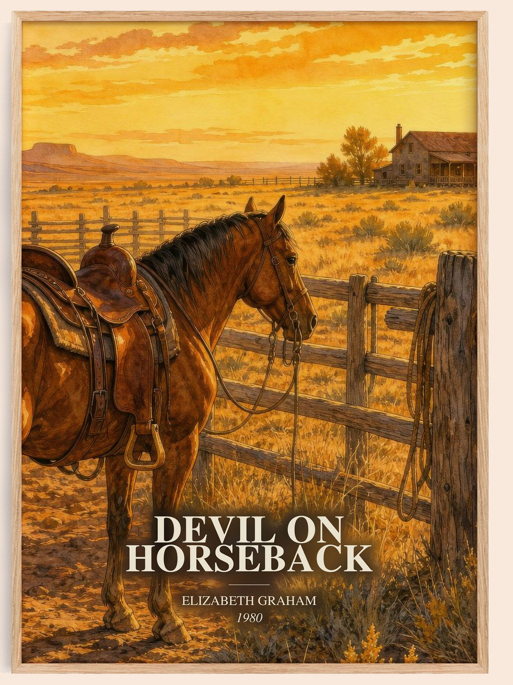Devil on horseback watercolour book poster by Elizabeth Graham – framed literary art print
