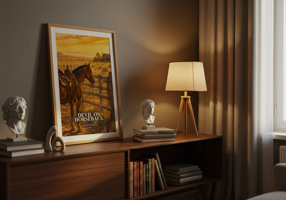 Devil on horseback watercolour print on bookshelf – Elizabeth Graham fan gift