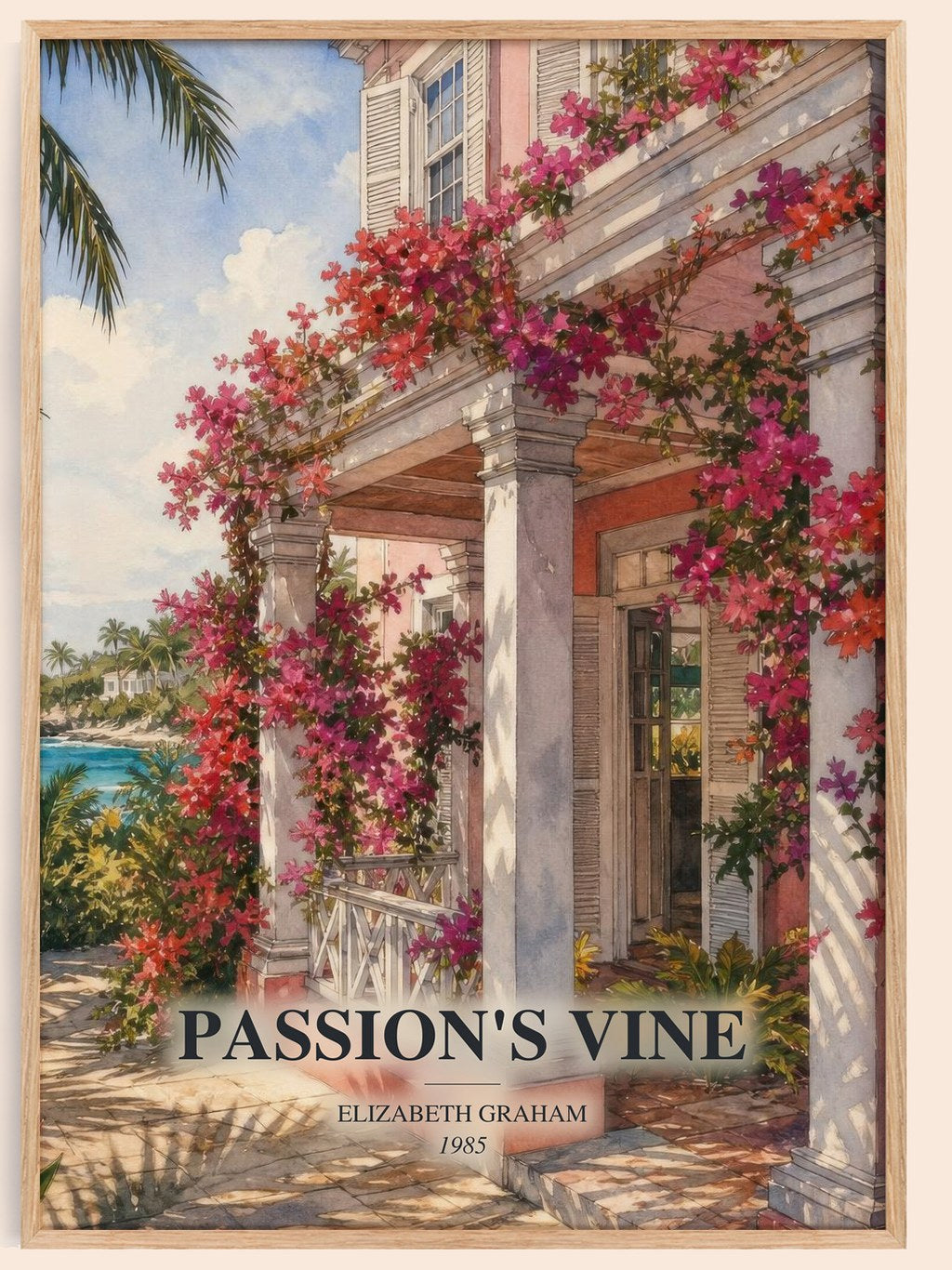 Passion's Vine watercolour book poster by Elizabeth Graham – framed literary art print