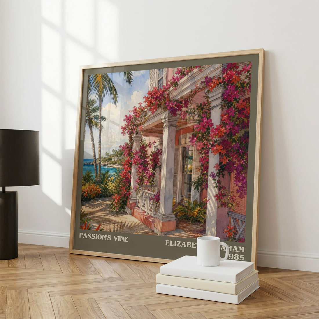 Passion's Vine literary print framed by window – literary home decor