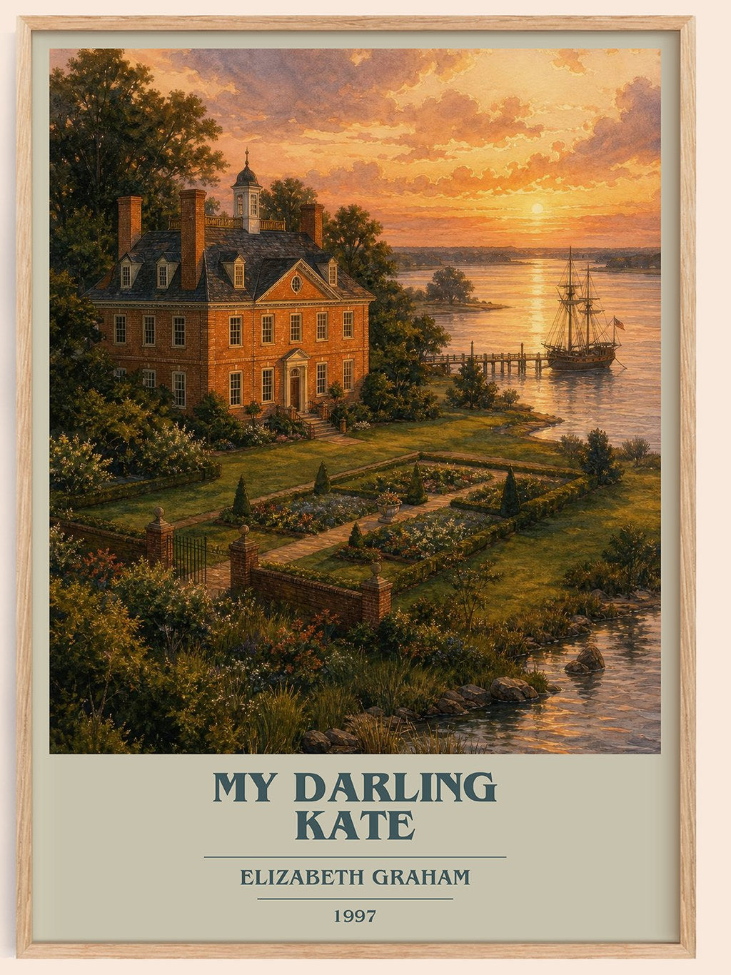 My darling Kate book cover book poster by Elizabeth Graham – framed literary art print