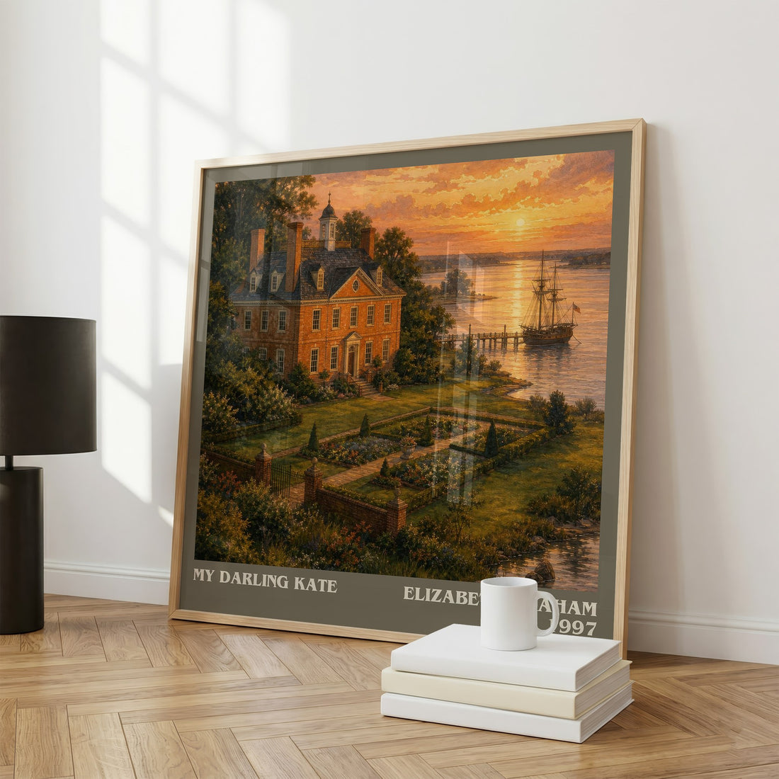 My darling Kate literary print framed by window – literary home decor