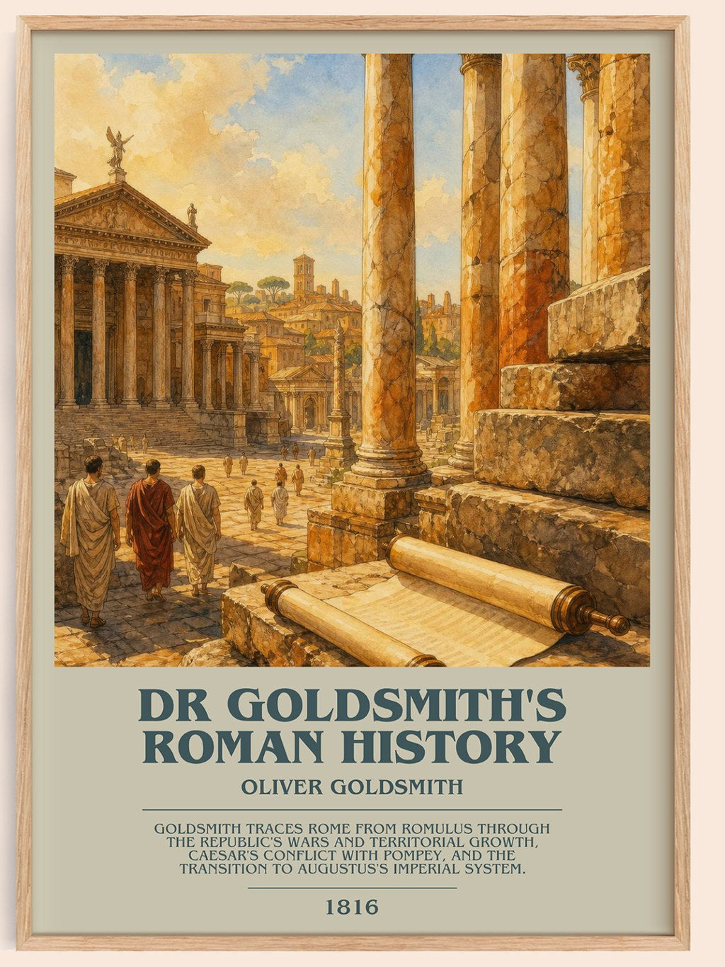 Dr Goldsmith's Roman history bookish book poster by Oliver Goldsmith – framed literary art print