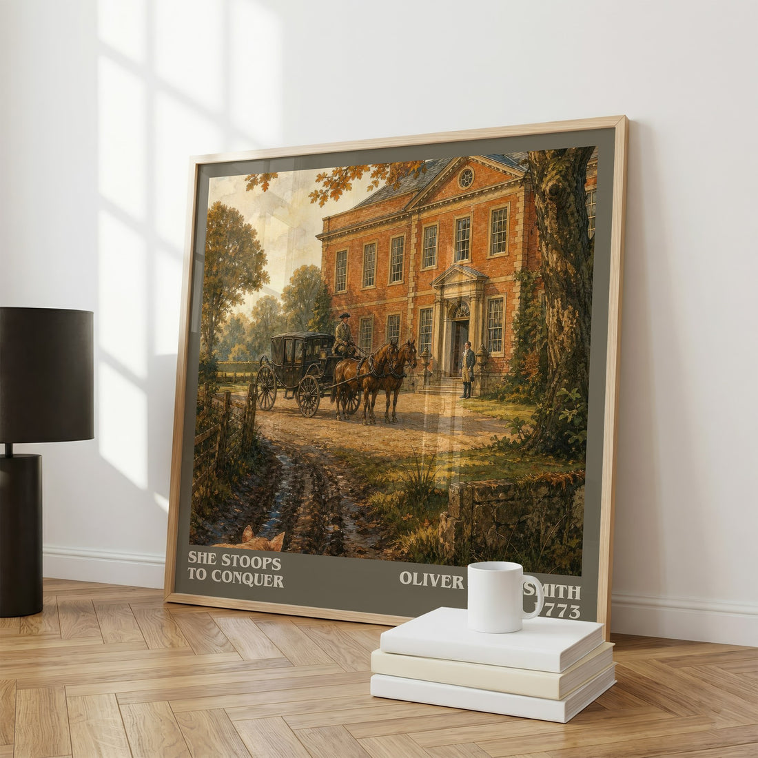 She Stoops To Conquer literary print framed by window – literary home decor