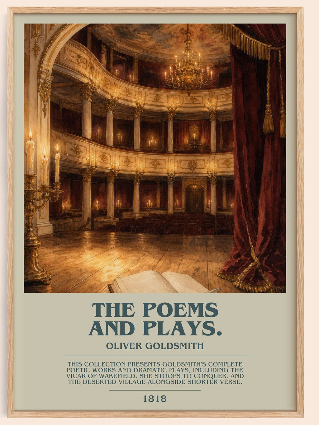 The poems and plays. bookish book poster by Oliver Goldsmith – framed literary art print