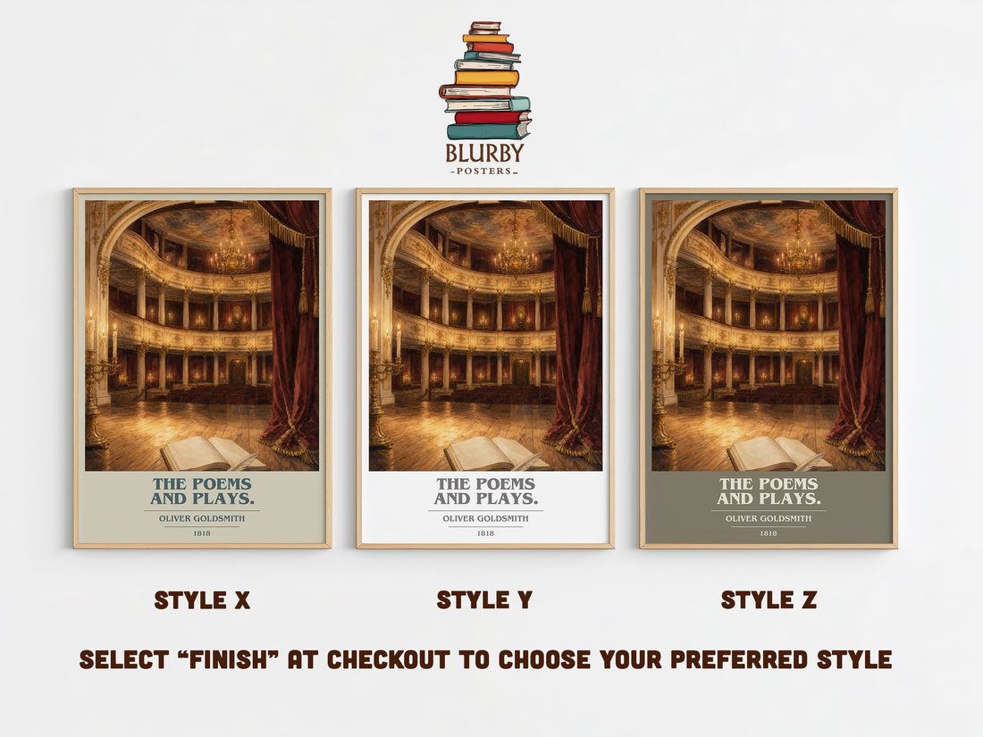 The poems and plays. book cover print in frame leaning in hallway – poetry wall art (mockup)