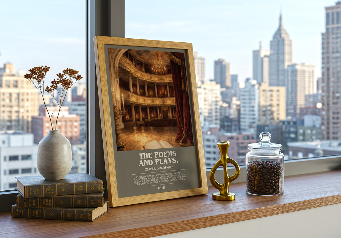 The poems and plays. bookish print framed by window – literary home decor
