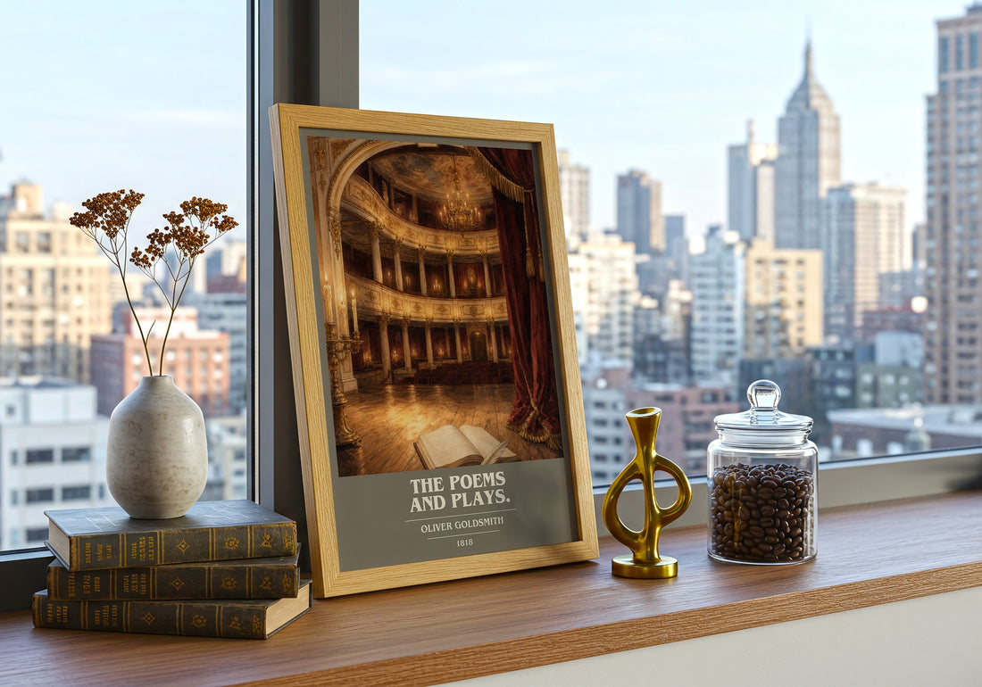 The poems and plays. book cover print framed by window – literary home decor