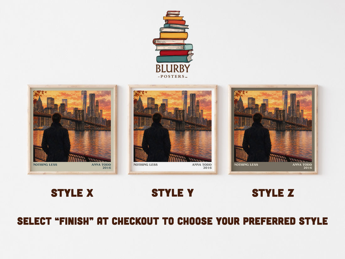 Nothing less literary print in frame leaning in hallway – romance wall art (mockup)
