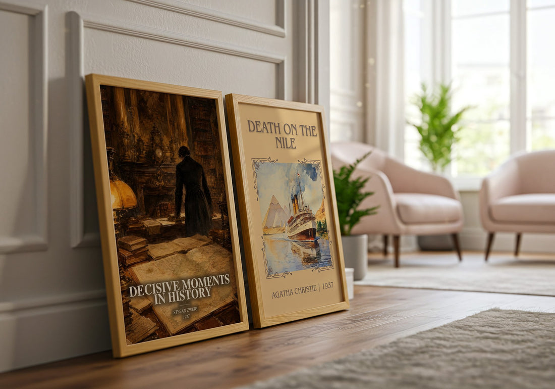 Decisive moments in history watercolour print framed by window – literary home decor