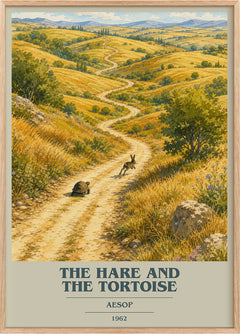 The hare and the tortoise Book Cover Poster by Aesop