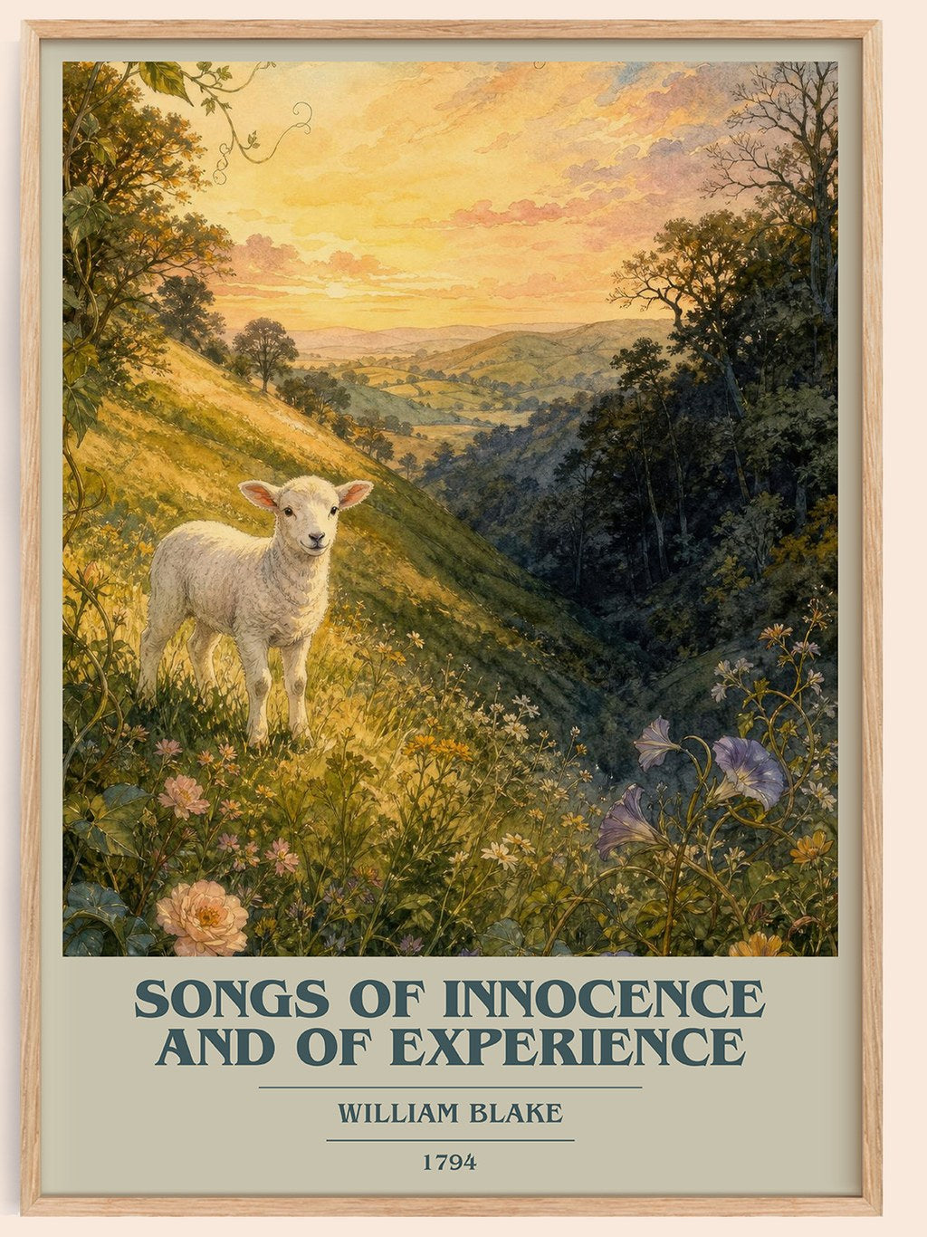 Songs of innocence and of experience book cover book poster by William Blake – framed literary art print